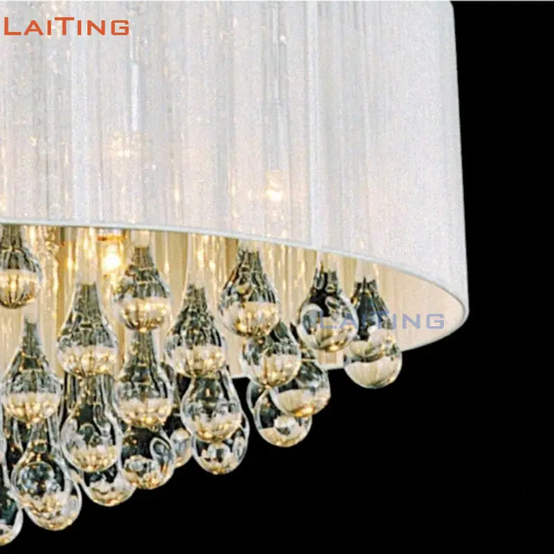 Flash Deal Laiting Lighting Dia 55cm American Rustic Round Crystal Chandelier Modern White Fabric Pendant Lamp for Dining Room August 2020 Flash Deal Laiting Lighting Dia 55cm American Rustic Round Crystal Chandelier Modern White Fabric Pendant Lamp for Dining Room August 2020