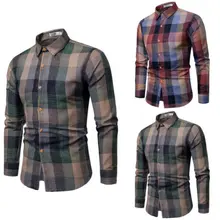 Роскошная мужская стильная повседневная рубашка приталенная рубашка с длинными рукавами официальные топы мужские клетчатые модные рубашки с отложным воротником