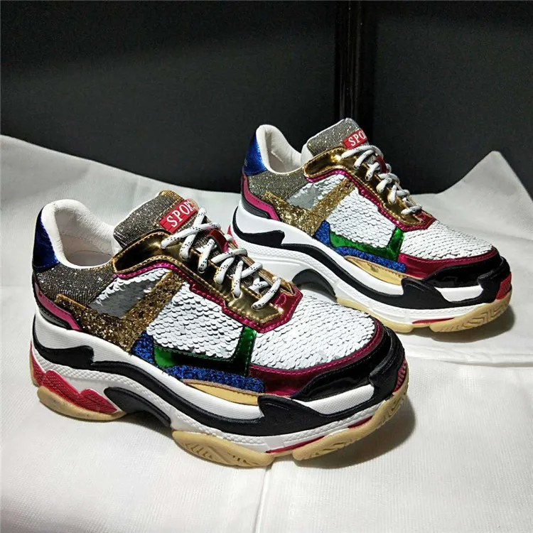 Ginnastica Scarpe Appartamenti Casual Pic Della Misto Cozy Primavera Superficiale Up Sneakers Chic Autunno as Piattaforma Pic Di As Colore Bling Lace Donna Design Da UdHqAwF