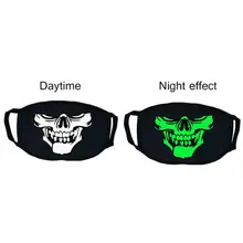 Светящаяся маска унисекс, противопылевая маска для рта, светится в темноте, хлопковая маска для лица на Хэллоуин, с рисунком черепа
