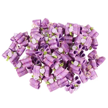 

50pcs Wholesale Floral Dogs Bows Double Layers Handmade Bowknots with Rubber Bands Pet Hair Accessories acessorios para cachorro