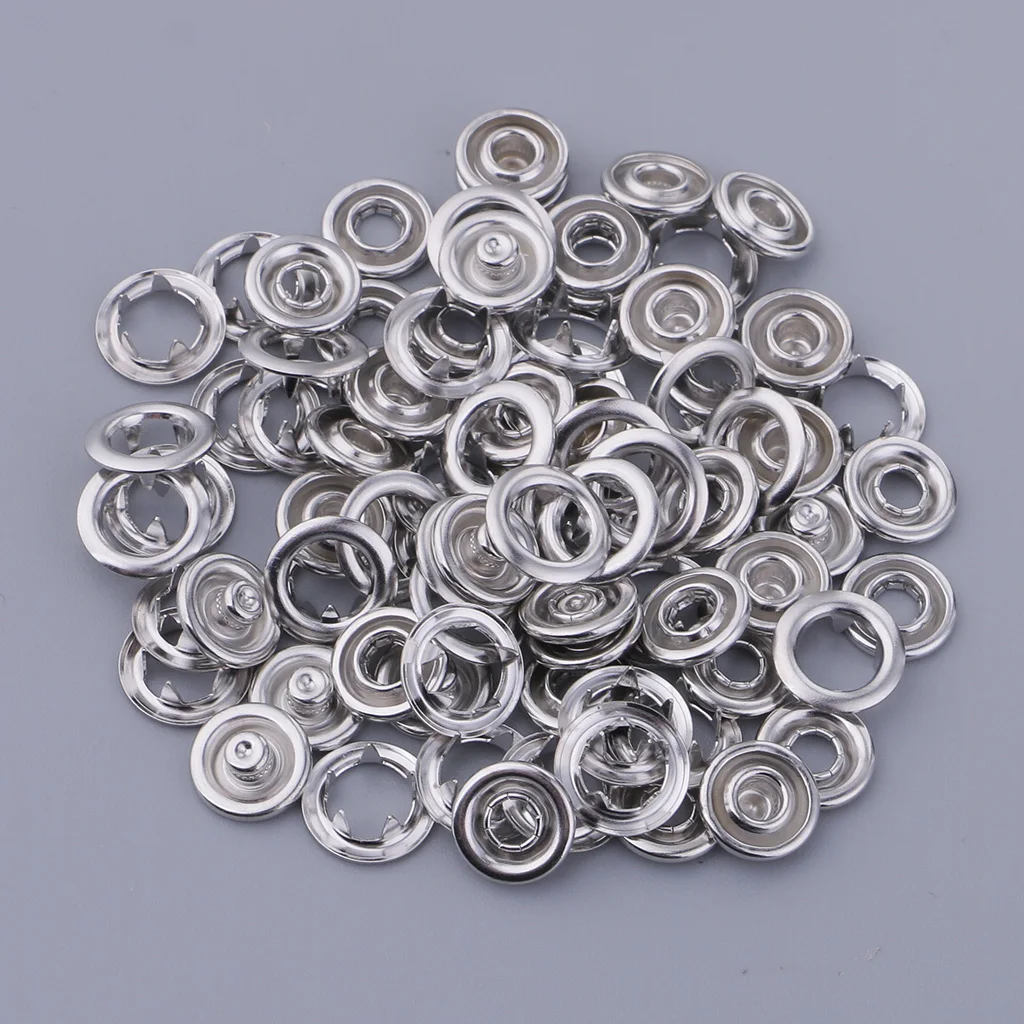 20 Sets Prong Brass Press Studs Open Ring No Sew Snaps Buttons Fasteners