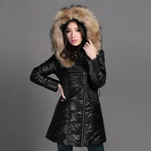 Модные женские тонкие меховые куртки из натуральной кожи. Зимние теплые пуховики на утином пуху, Азиатский Размер, Женская куртка из овчины, бренд