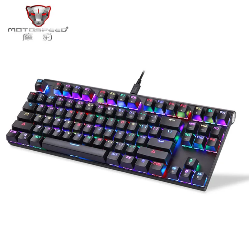 Motospeed CK101 Проводная Механическая клавиатура Металл 87 клавиш RGB синий красный переключатель игровой светодиодный планшет с подсветкой Настольный русский компьютер Gamr - Цвет: black