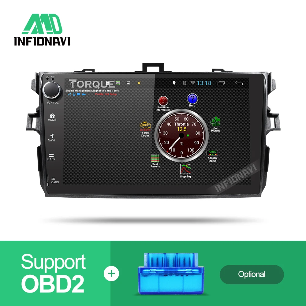 Discount android 8.1 car dvd for Toyota Corolla Eight Core 9 inch 1024*600 screen with car radio navigation 2+32G car stereo gps player 5