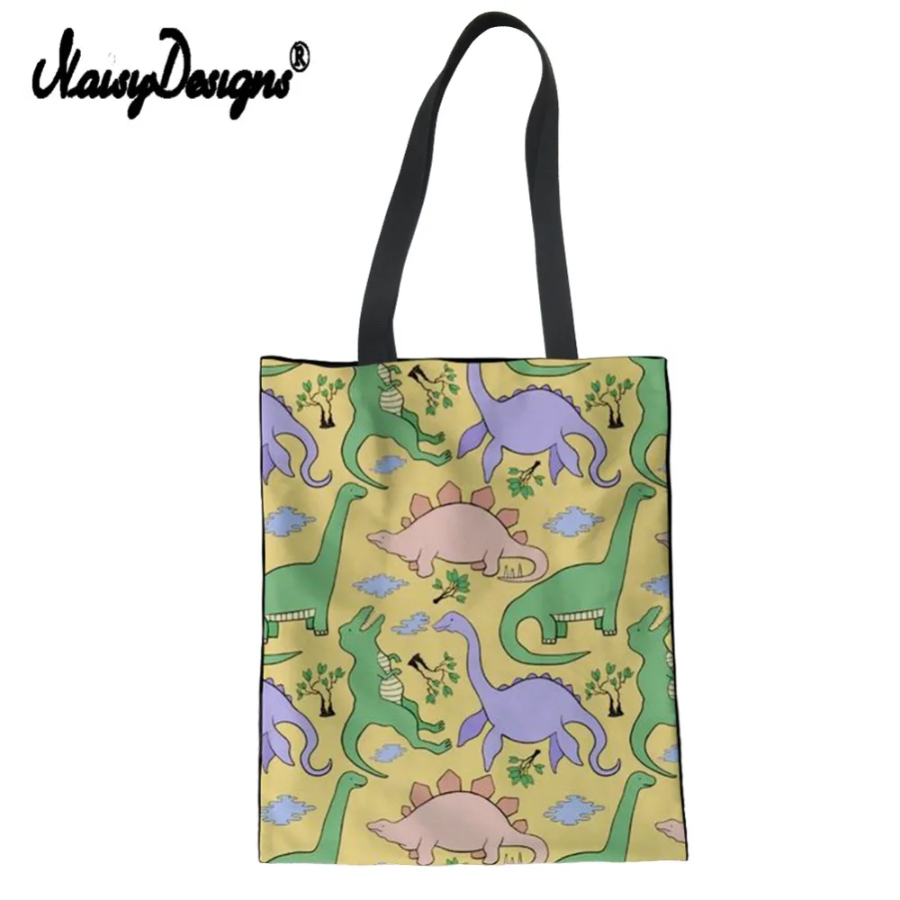 Noisydesigns динозавр с животным принтом для женщин холст Shopping Tote кавайная сумка голографическая плеча многоразовые сумки леди Сумочка девушка