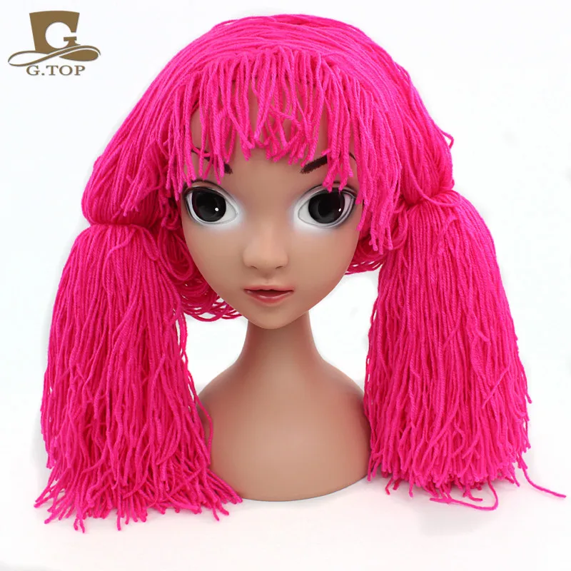 Clown Wig girls Halloween Costume wig funny hat crocheted cabbage patch