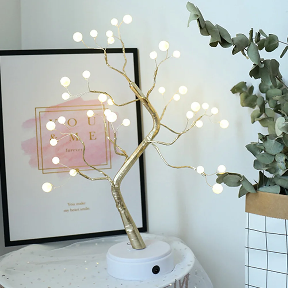 

Party Led Light Tree Shape Switch Control Holiday 36leds 108leds Night Light DIY Bonsai Style Copper Wire USB Charging