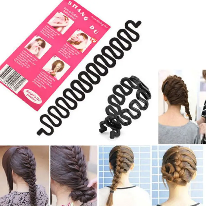 

2Pcs/Set Fashion Women French Hair Braiding Tool Lady Roller Magic Twist Styling Bun maker Locks Weaves Hair Accessories
