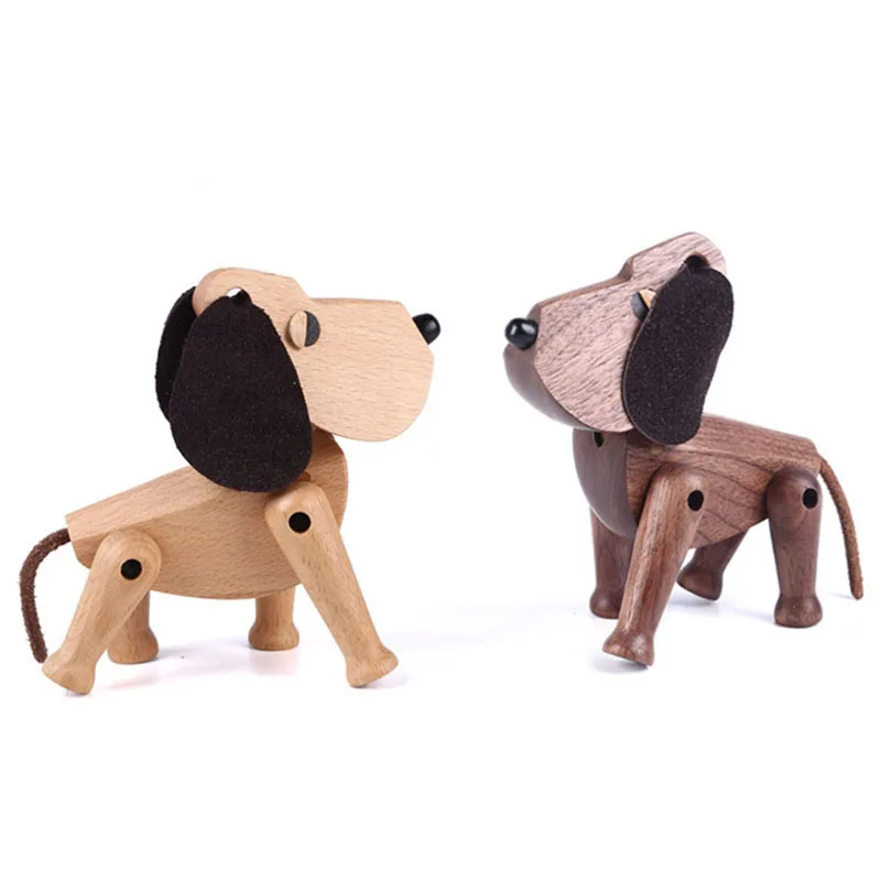 

High Quality Beech Wood Dog Lovely Animals Children Gift Joint Nordic Denmark Style Puppy Doggy Home Decor Natural Art XMJMC05