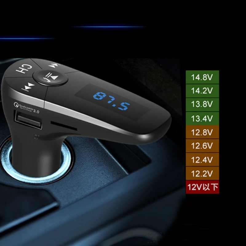 

New Bluetooth Car MP3 Player Bluetooth FM Transmitter Hands-free Car Kit Radio Modulator Dual USB QC3.0 Fast Charging Plug