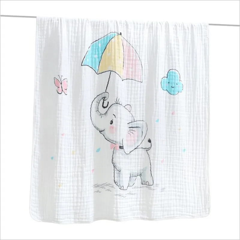 

Muslin Cotton Baby Blankets Multifunction Newborn Soft Swaddles Wrap Receiving blanket White cartoon Gauze Bath Towels Play Mats