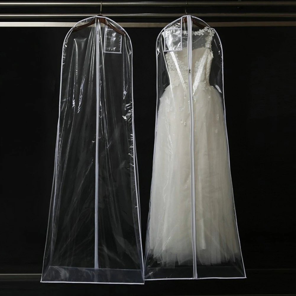

Transparent/White Large Garment Bridal Gown Long Clothes Protector Case Wedding Dress Cover Dustproof Covers Storage Bag