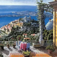 Квадратные вышитые алмазами пейзажи Европейский Приморский дом рукоделие кристаллы мозаика картина Полный Стразы картина 40*50 см