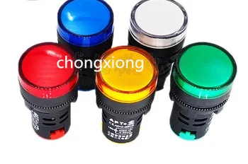 

20pcs/Lot Mixed color of AC/DC 36V 22mm Mount Size LED Power Indicator Signal Light Pilot Lamp AD16-22D/S
