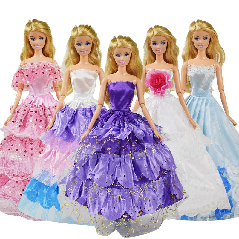

5 Pcs/set Wedding Dress Nice Clothing Fashion Evening Dress Princess Gown Multiple Styles Dress for 12 Inch Doll Accessories