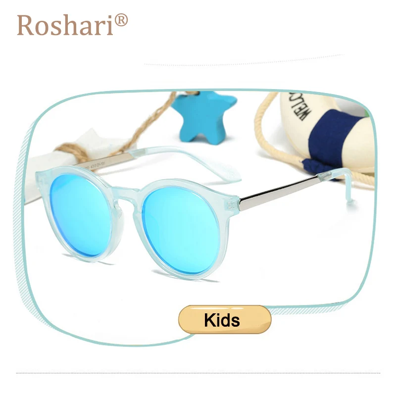 RoShari Детские поляризованные солнцезащитные очки для мальчиков круглая Конфета рамка для безопасности ребенка покрытие Девушки Солнцезащитные очки УФ 400 очки gafas de sol