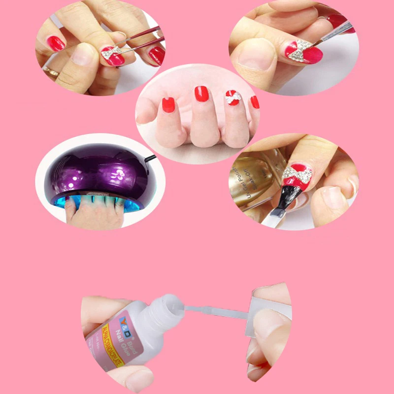 Низкая цена 10 г клей для дизайна ногтей с кистью паста накладные ногти блестящий, УФ, акриловый Стразы для ногтей украшения гель-клей для ногтей