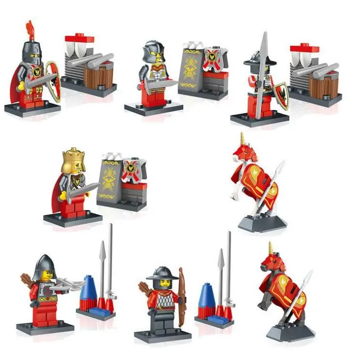

Medieval king Knights Figures with War Horse Building Blocks Compatible with Legoing bricks Toys for Children