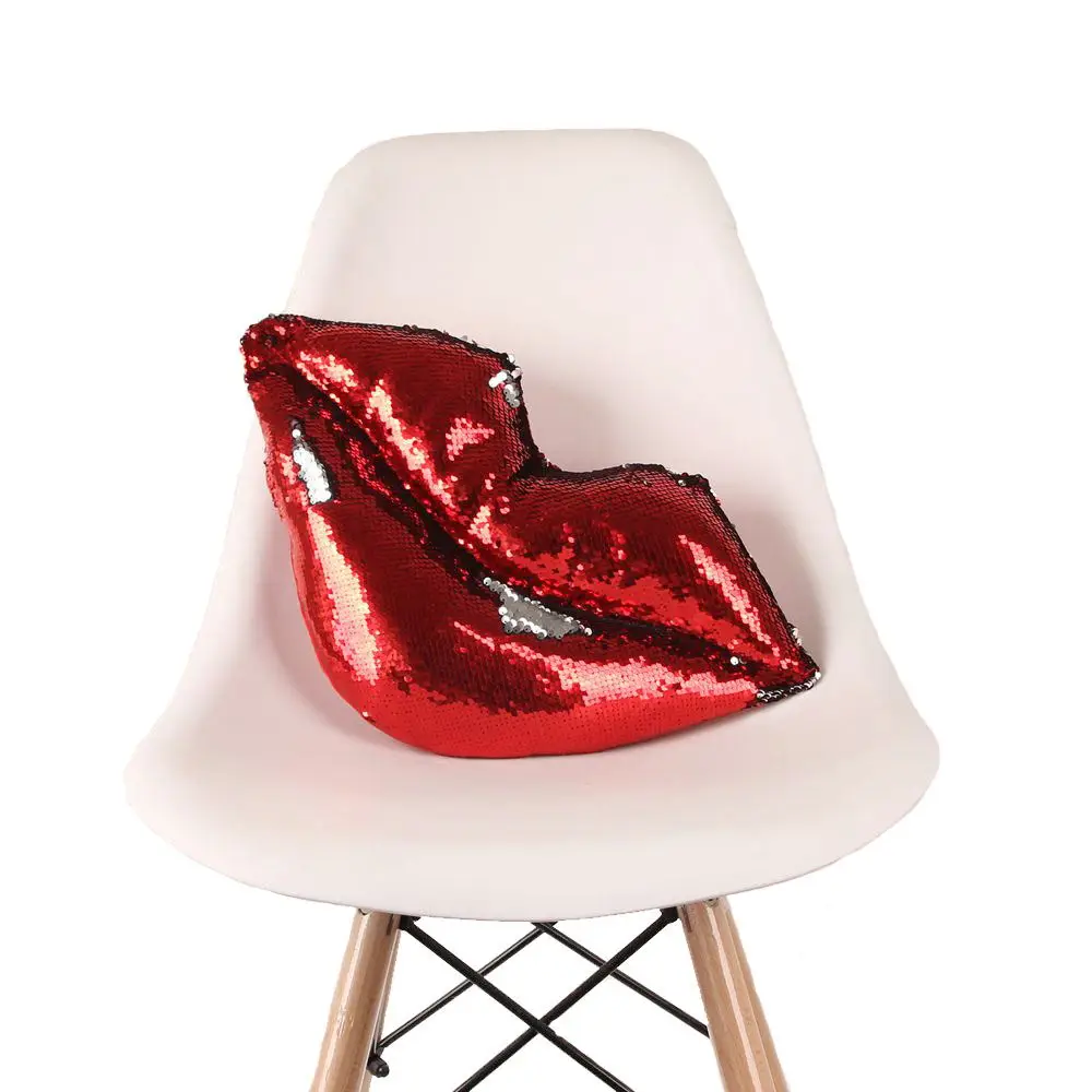 

Two Colors Sequin Lips Pillow Irregular Cushion Red And Silver Mouth Pattern Home Dorm Bedding Decorative Pillows