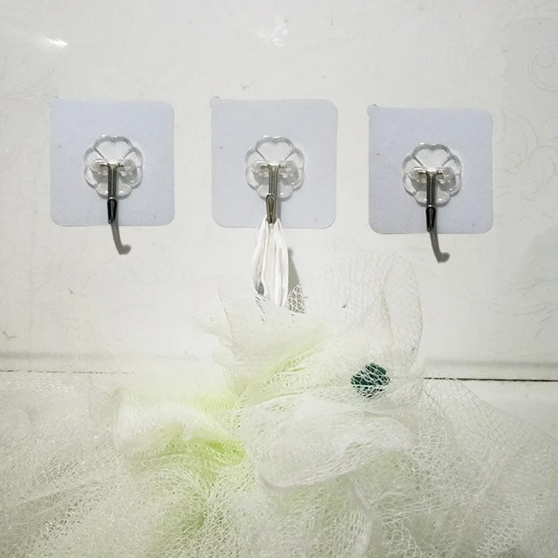 4Pcs/lot Bearing 3KGS Transparent Self-adhesive Strong Wall Hook Lucky Clover Kitchen Hooks Waterproof Bathroom Accessories