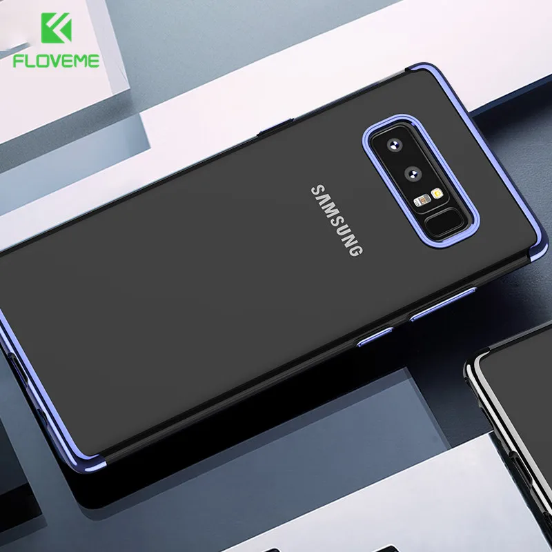 FLOVEME Luxury Phone Case for Samsung Galaxy Note 8 Cases Silicon TPU Gold Plated Ultra Thin Slim Transparent Soft Cover Fundas |