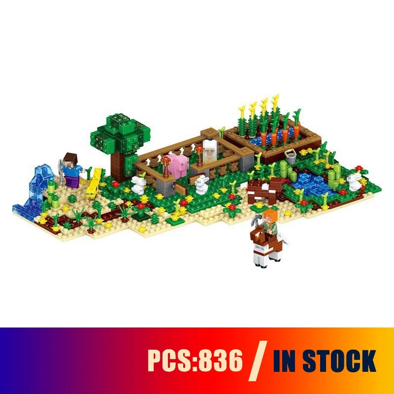 

836pcs LegoIN Minecraft Figures Blocks MyWorld Steve dream farm Wither Toy Model Action Figure Toy For Children Minecraft series