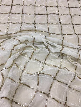 

L-9222 fashionable tulle embroidery french net lace fabric with sequins