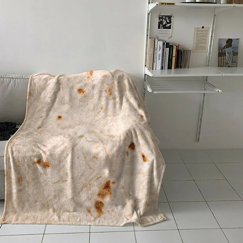 

Tortilla Soft Fleece Throw Blanket Soft Printing Tortilla De Harina Burrito Blanket Round And Square Shape Funny Gag Gift #