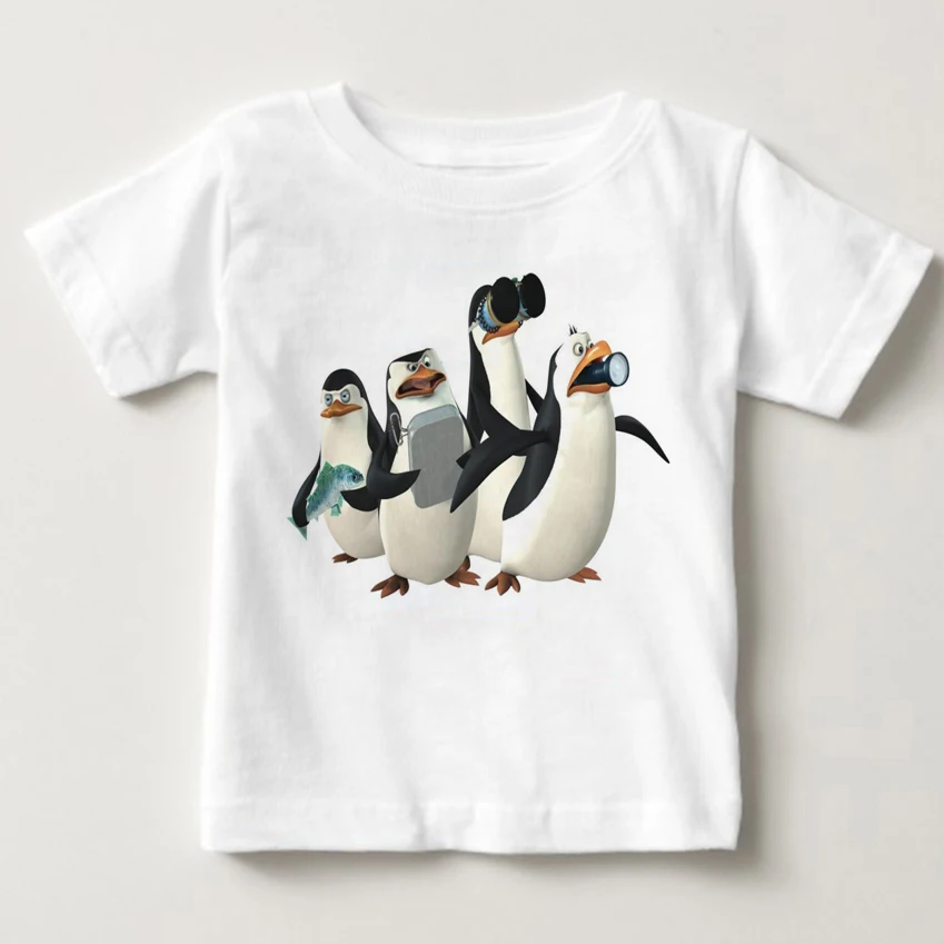 

2018 Madagascar Penguin print children t shirt boy and girl favorite cartoon Penguin summer summer jacket the baby t shirt MJ