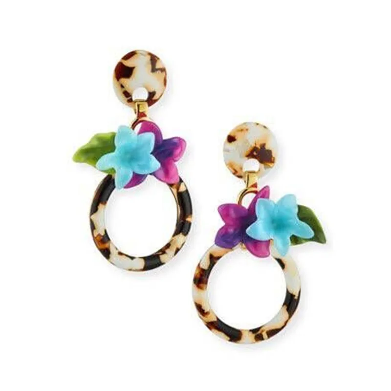 

Amybaby 2018 New Womens Fashion Luxury Colorful Resin Flower Womens Stud Earring Jewelry For Party