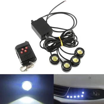 

4 in1 White Hawkeye Emergency Flash Grille Strobe LED Warning Lights Fog Light Day time Running Car Lights Signal Bulb