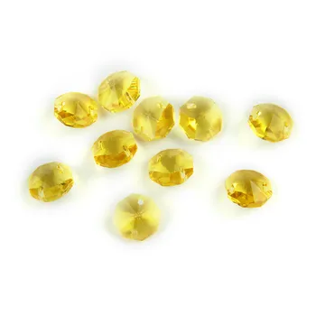 

500pcs/Lot 14mm Topaz Crystal Glass Octagon Beads In 2 Holes Free Shipping Crystal Chandelier Beads