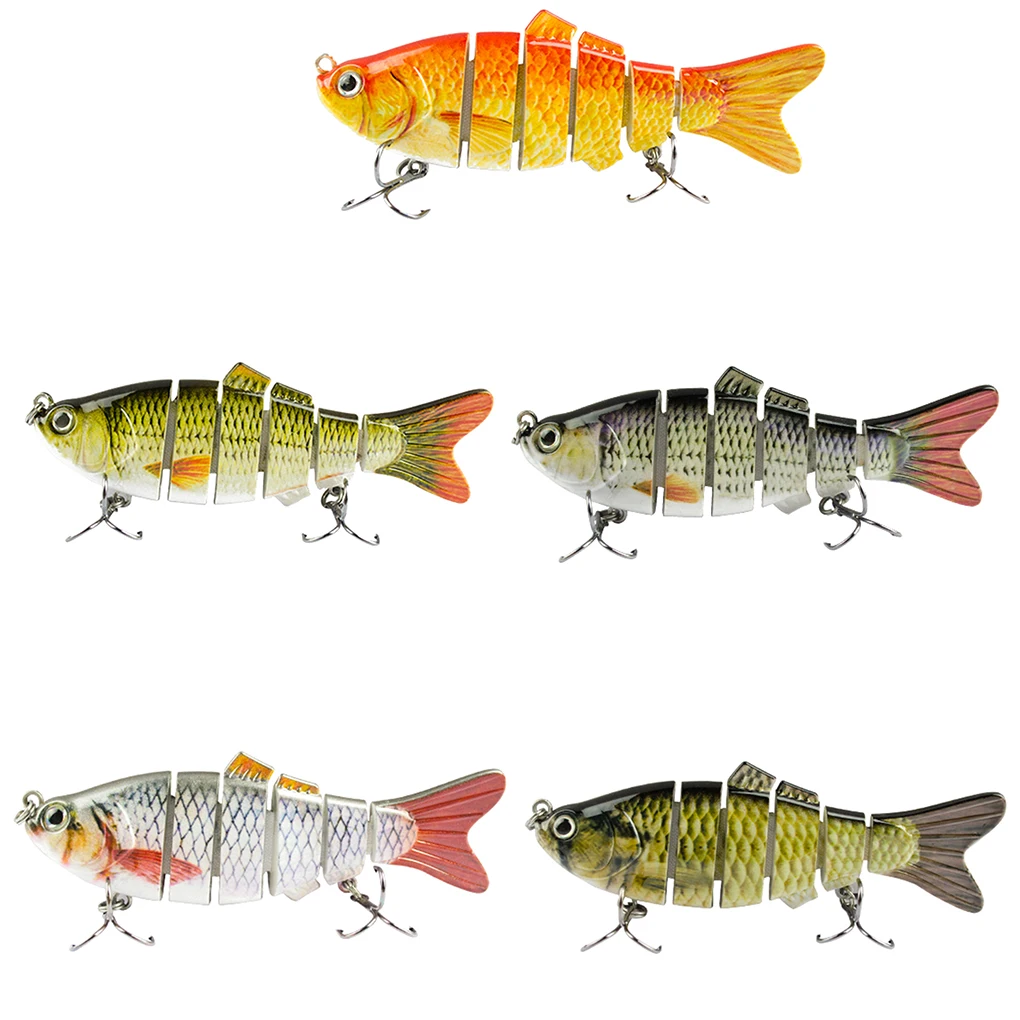 

Bionic Lures Artificial Multi Sections Fish Shape Bait Lifelike Fishing Hook Mixed Color Spinner