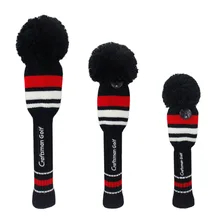 Вязаный Гольф клуб головные уборы, набор из 3 штук драйвер 460cc Фарватер Гибридный ёмкость, UT Чехлы Pom с номер сменной тег