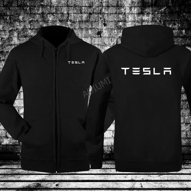 Очень хорошее качество хороший хип хоп зимние мужские Tesla Толстовка Куртка Сплошной Цвет толстовки с флисовым пальто