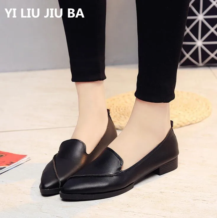 

2019 fashion Summer flats Women Shoes Spring Solid Casual Shoes PU Leather Women's Flats Pointed toe ballet Shoes women **400