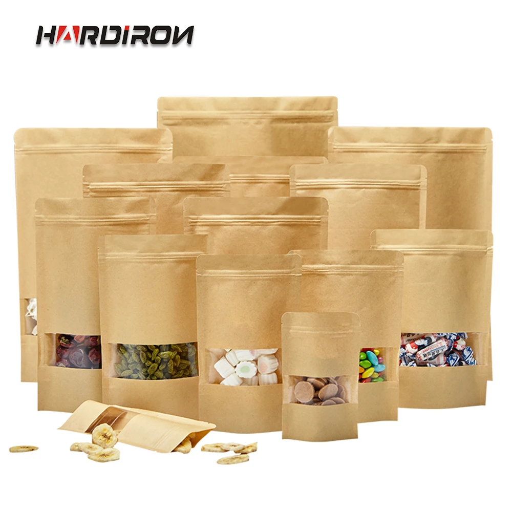 Download 100PCS Brown Standing Kraft Paper Zipper Lock Bag Food ... Yellowimages Mockups