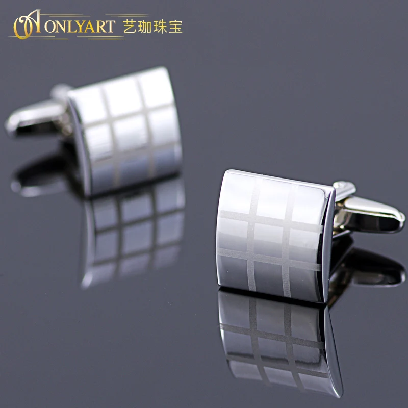 

classic men shirt button rhodium plated laser engraved square wedding Groomsman cufflinks for gift Jewelry