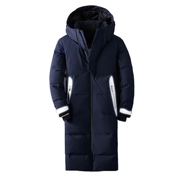 

Hot Sale Winter New Down Jacket Men 90% White Duck Down Men X-Long Section Casual Thickening Warm Youth Men'S Hooded Down Coat