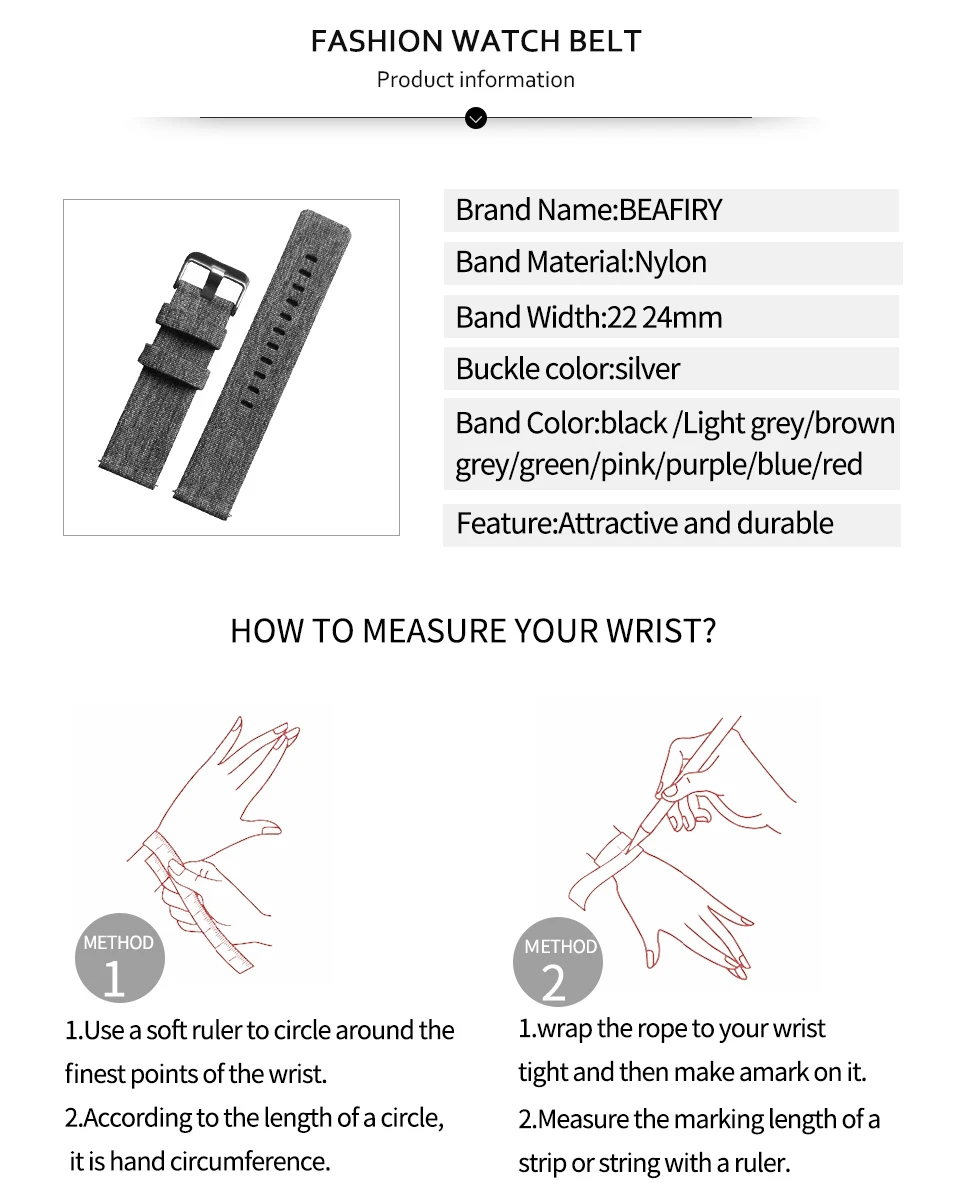 BEAFIRY быстросъемный ремешок дышащий тканый нейлоновый ремешок для часов легкий холщовый ремешок для часов 20 мм 22 мм 24 мм разные цвета