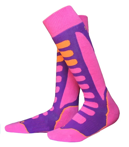 Детский зимний свитер Термальность лыжный носки для девочек хлопок Спорт сноуборд Велоспорт Пеший Туризм Носки для девочек длинные Стиль Носок, ноги гетры с принтом для маленьких мальчиков и девочек - Цвет: 802 Pink