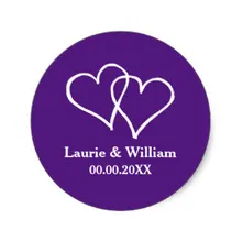 3,8 см на заказ королевские фиолетовые Свадебные наклейки с двойным сердцем