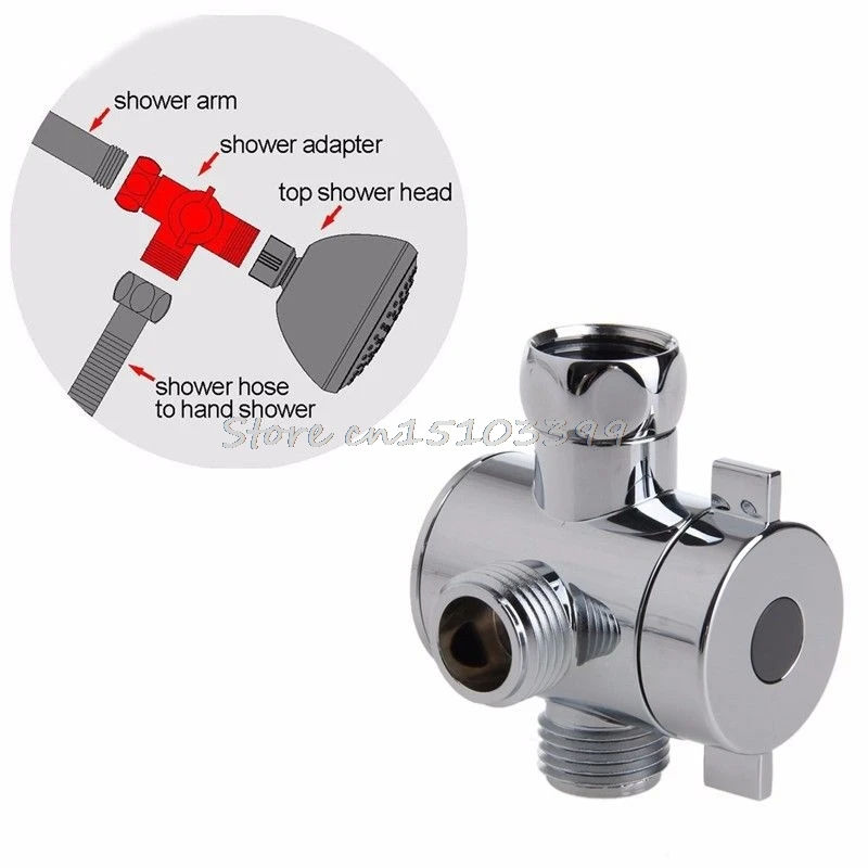 3 Way T adapter Valve For Toilet Bidet Shower Head Diverter Valve 1/2