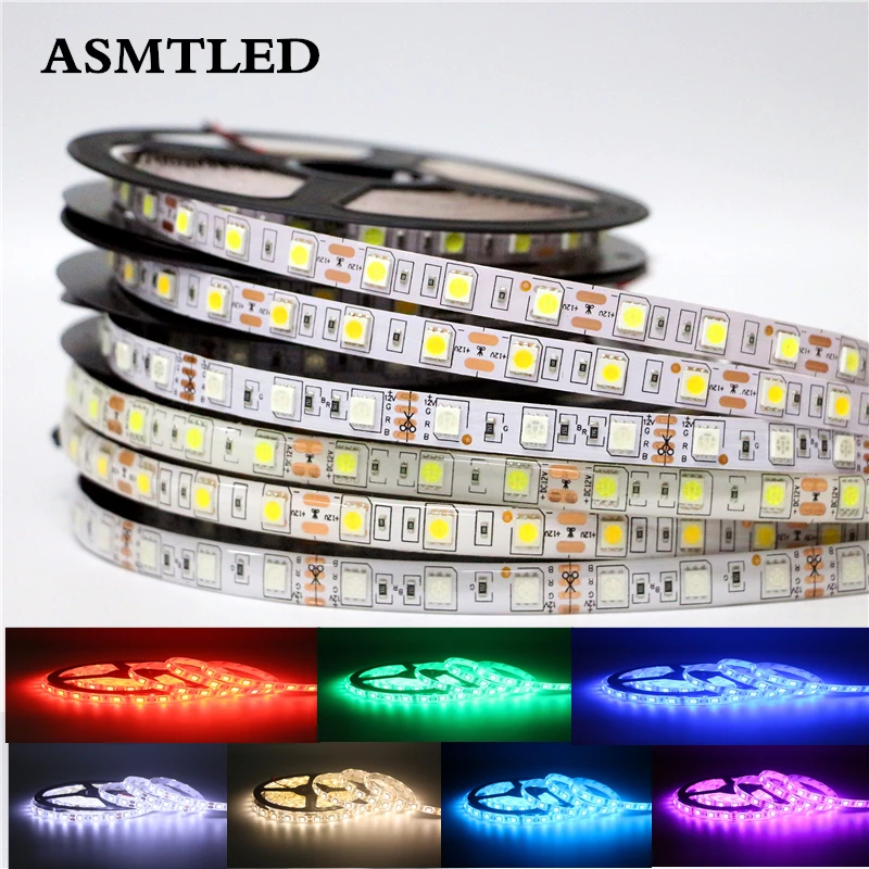 

1M 2M 3M 4M 5M SMD 5050 White/Warm white /RGB Flexible LED Strip light 12V 60Leds/m Not-waterproof / Waterproof LED Lamp String