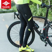 Santic Мужские штаны для езды на мотоцикле велосипеде длинные итальянские имитированные Мягкие штаны с подушками зимние дышащие Светоотражающие Брюки сохраняющие тепло велосипедные брюки