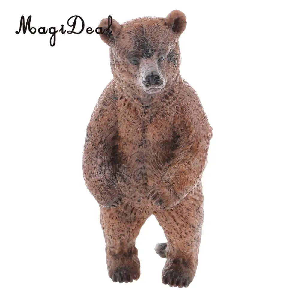 1Pc Realistic Standing Brown Bear Wild Zoo Animal Model Action Figure Kids Children Toddlers Toy Gift  Home Desk Decoration
