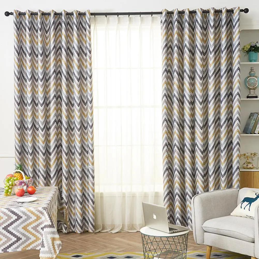 

Geometric Wave Corrugation Printed Thermal Insulated Blackout Window Treatment Drapes Curtains For Living Room Bedroom Coffee