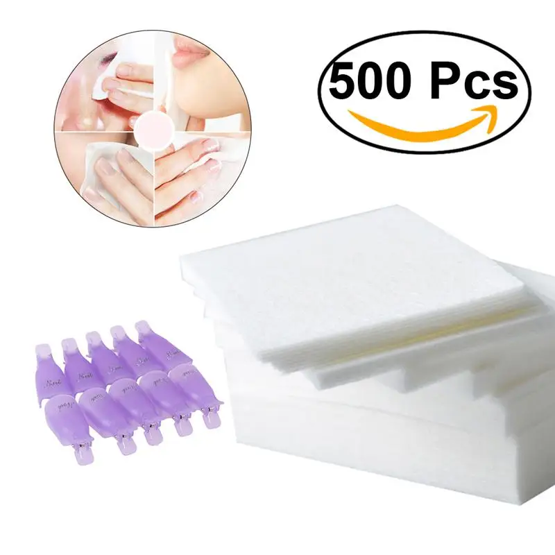 500pcs Nail Wipe Cotton Pads Nail UV Gel Polish Remover with 10pcs Nail