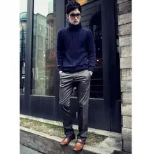 VogueFashion Для мужчин брюки Повседневное Slim Fit Брюки Для мужчин s в Корейском стиле однотонные штаны плоской передней брюки